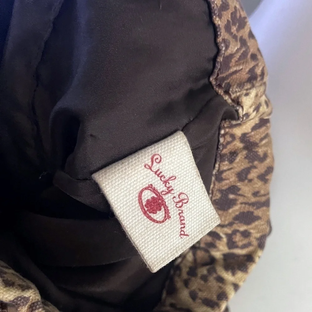 Lucky Brand Brown Leopard Tote Bag Animal Print Boho Chic Casual Y2K School